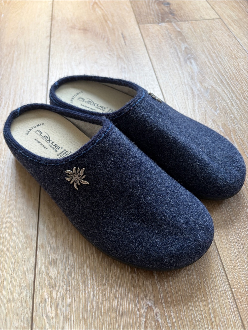 FLEXUS Anatomic Slip On Clog Comfort Shoes Blue Felt Women's 40 US 9